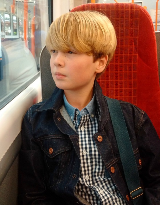 Barnaby on the train to London
